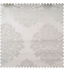Grey color traditional damask designs texture finished surface swirls horizontal lines polyester main curtain